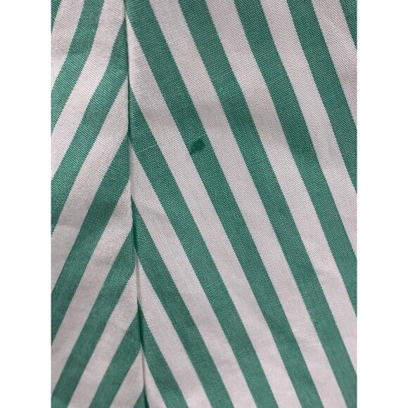 BCBGeneration Tie Shoulder Green And White Stripe Ruffle Dress 6 - Picture 12 of 16